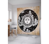 Штора (занавеска) для ванной JoyArty "Солнце в ночи" из сатена, 180х200 см с крючками, sc_17341