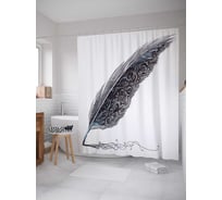 Штора (занавеска) для ванной JoyArty "Перо писателя" из сатена, 180х200 см с крючками, sc_20206