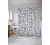 Штора (занавеска) для ванной JoyArty "Кошачья нежность" из сатена, 180х200 см с крючками, sc_21699
