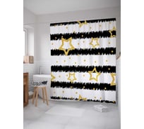 Штора (занавеска) для ванной JoyArty "Полосы со звездами" из сатена, 180х200 см с крючками, sc_18395