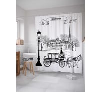 Штора (занавеска) для ванной JoyArty "Конная повозка" из сатена, 180х200 см с крючками, sc_18168
