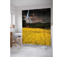 Штора (занавеска) для ванной JoyArty "Вдали от молний" из сатена, 180х200 см с крючками, sc_16322