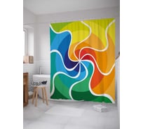 Штора (занавеска) для ванной JoyArty "Волнистая спираль" из сатена, 180х200 см с крючками, sc_18629