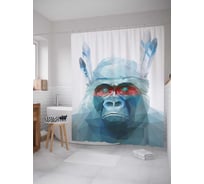 Штора (занавеска) для ванной JoyArty "Призрачная горилла" из сатена, 180х200 см с крючками, sc_18645