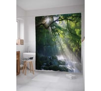 Штора (занавеска) для ванной JoyArty "Солнце пробивается через лес" из сатена, 180х200 см с крючками, sc_16282