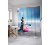 Штора (занавеска) для ванной JoyArty "Каменный сад" из сатена, 180х200 см с крючками, sc_16373