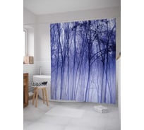 Штора (занавеска) для ванной JoyArty "Морозящий лес" из сатена, 180х200 см с крючками, sc_16429