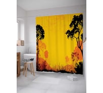 Штора (занавеска) для ванной JoyArty "Закат в таинственном лесу" из сатена, 180х200 см с крючками, sc_16428