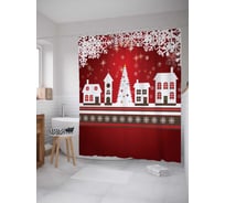 Штора (занавеска) для ванной JoyArty "Рождественский город" из сатена, 180х200 см с крючками, sc_19380