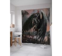 Штора (занавеска) для ванной JoyArty "Мрачные пегасы" из сатена, 180х200 см с крючками, sc_19127