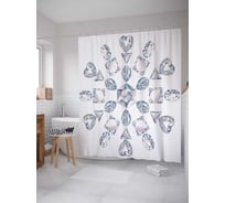 Штора (занавеска) для ванной JoyArty "Бриллиантовый узор" из сатена, 180х200 см с крючками, sc_13310