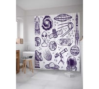 Штора (занавеска) для ванной JoyArty "Космические ассоциации" из сатена, 180х200 см с крючками, sc_19593