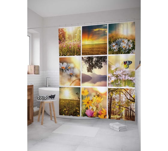 Штора (занавеска) для ванной JoyArty "Красота весны" из сатена, 180х200 см с крючками, sc_18445 1