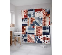 Штора (занавеска) для ванной JoyArty "Тканевые квадраты" из сатена, 180х200 см с крючками, sc_18859