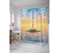 Штора (занавеска) для ванной JoyArty "Символы медитации" из сатена, 180х200 см с крючками, sc_18763