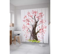 Штора (занавеска) для ванной JoyArty "Цветущий сад" из сатена, 180х200 см с крючками, sc_14312