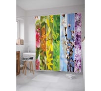 Штора (занавеска) для ванной JoyArty "Весенняя мозаика" из сатена, 180х200 см с крючками, sc_18453