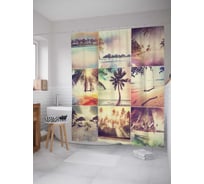 Штора (занавеска) для ванной JoyArty "Экзотические фантазии" из сатена, 180х200 см с крючками, sc_18447