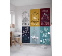 Штора (занавеска) для ванной JoyArty "Никогда не сдавайся" из сатена, 180х200 см с крючками, sc_19184