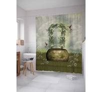 Штора (занавеска) для ванной JoyArty "Птичья арка" из сатена, 180х200 см с крючками, sc_12389