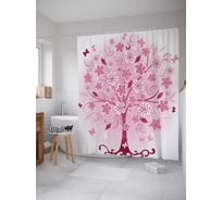 Штора (занавеска) для ванной JoyArty "Целительное цветение" из сатена, 180х200 см с крючками, sc_14302