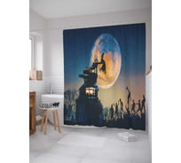 Штора (занавеска) для ванной JoyArty "Восстание зомби" из сатена, 180х200 см с крючками, sc_19149