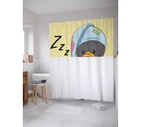 Штора (занавеска) для ванной JoyArty "Сонный пигвин" из сатена, 180х200 см с крючками, sc_15495