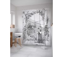 Штора (занавеска) для ванной JoyArty "Виноградное производство" из сатена, 180х200 см с крючками, sc_18172