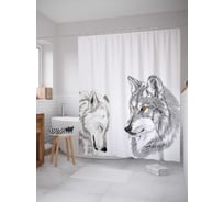 Штора (занавеска) для ванной JoyArty "Волчье стеснение" из сатена, 180х200 см с крючками, sc_18166