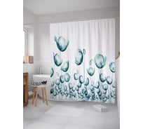 Штора (занавеска) для ванной JoyArty "Множественное цветение" из сатена, 180х200 см с крючками, sc_14461