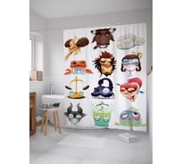 Штора (занавеска) для ванной JoyArty "Зодиакальная фантазия" из сатена, 180х200 см с крючками, sc_13340