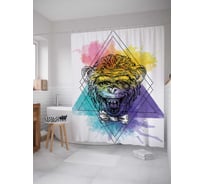 Штора (занавеска) для ванной JoyArty "Радужная обезьяна в бабочке" из сатена, 180х200 см с крючками, sc_18178