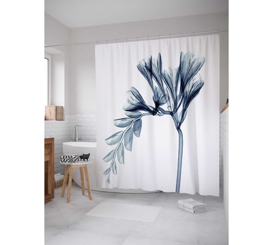 Штора (занавеска) для ванной JoyArty "Странная растительность" из сатена, 180х200 см с крючками, sc_14450 1