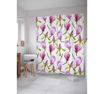 Штора (занавеска) для ванной JoyArty "Ранние цветы" из сатена, 180х200 см с крючками, sc_18543