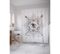 Штора (занавеска) для ванной JoyArty "Глазная мишень" из сатена, 180х200 см с крючками, sc_19376