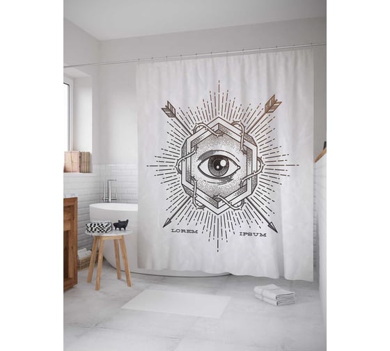 Штора (занавеска) для ванной JoyArty "Глазная мишень" из сатена, 180х200 см с крючками, sc_19376 1