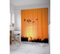 Штора (занавеска) для ванной JoyArty "Скоро теплые края" из сатена, 180х200 см с крючками, sc_16696