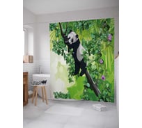 Штора (занавеска) для ванной JoyArty "Панда" из сатена, 180х200 см с крючками, sc_27666