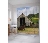Штора (занавеска) для ванной JoyArty "Старая ферма" из сатена, 180х200 см с крючками, sc_14877