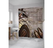 Штора (занавеска) для ванной JoyArty "Ковбойские принадлежности" из сатена, 180х200 см с крючками, sc_10236