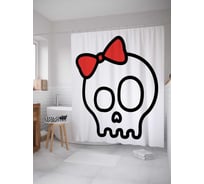 Штора (занавеска) для ванной JoyArty "Бант и череп" из сатена, 180х200 см с крючками, sc_14505