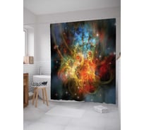 Штора (занавеска) для ванной JoyArty "Вспышки в космосе" из сатена, 180х200 см с крючками, sc_14499