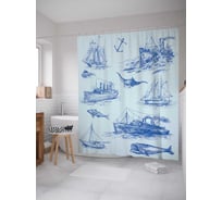 Штора (занавеска) для ванной JoyArty "Морские исследователи" из сатена, 180х200 см с крючками, sc_12547