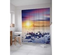 Штора (занавеска) для ванной JoyArty "Камни греются на солнце" из сатена, 180х200 см с крючками, sc_15150