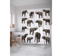 Штора (занавеска) для ванной JoyArty "Крик слона" из сатена, 180х200 см с крючками, sc_12638