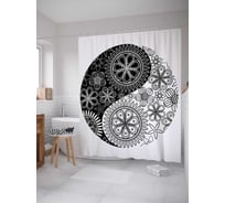 Штора (занавеска) для ванной JoyArty "Бесконечные узоры" из сатена, 180х200 см с крючками, sc_19236