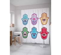 Штора (занавеска) для ванной JoyArty "Амулеты с глазами" из сатена, 180х200 см с крючками, sc_19272