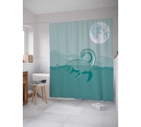 Штора (занавеска) для ванной JoyArty "Плавающее чудище" из сатена, 180х200 см с крючками, sc_12646