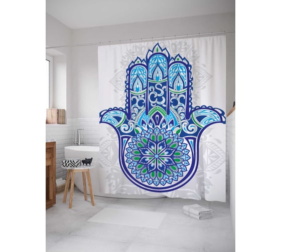 Штора (занавеска) для ванной JoyArty "Волшебный амулет" из сатена, 180х200 см с крючками, sc_19273 1