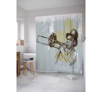 Штора (занавеска) для ванной JoyArty "Музыка для удовольствия" из сатена, 180х200 см с крючками, sc_16688